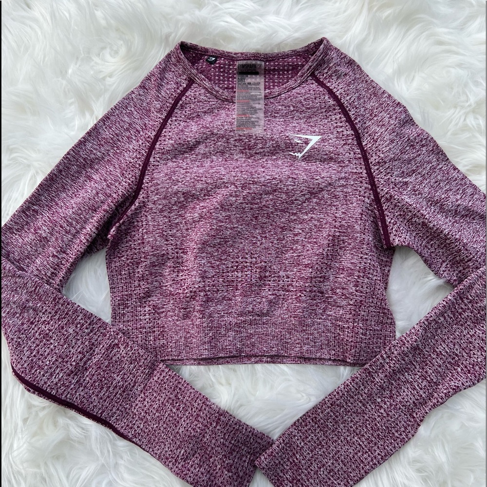 GYMSHARK purple vital seamless crop top long sleeve
